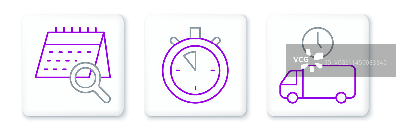 配送时间日历搜索线条图标合集图片素材