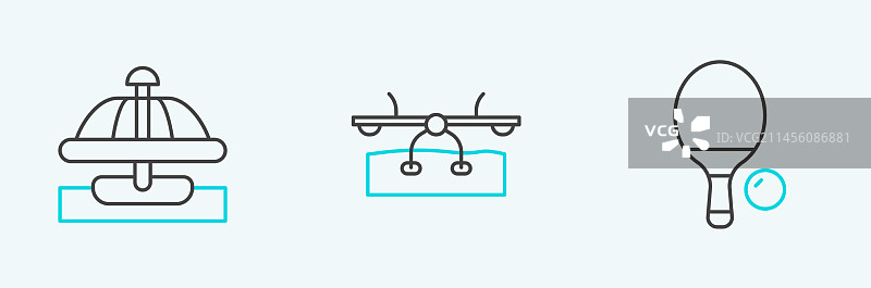 线条球拍和球景点旋转木马图片素材