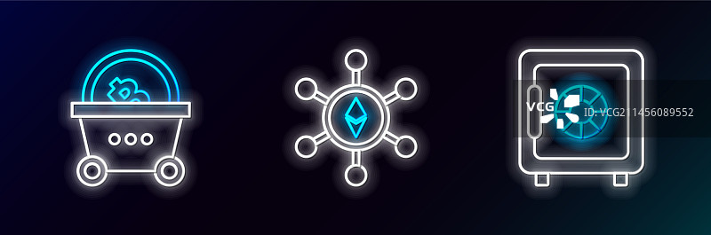 带比特币的购物篮安全系列图片素材