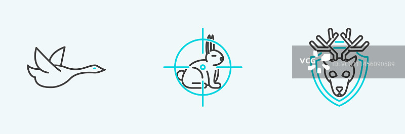 盾牌上的鹿头线条设计图片素材