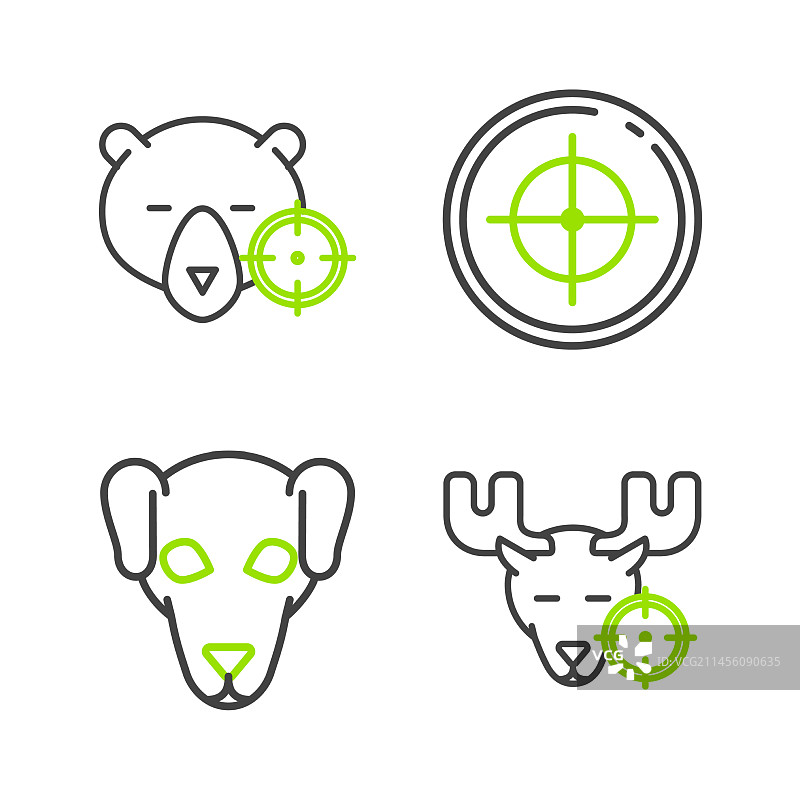带十字准星的驼鹿狩猎线条组合图片素材