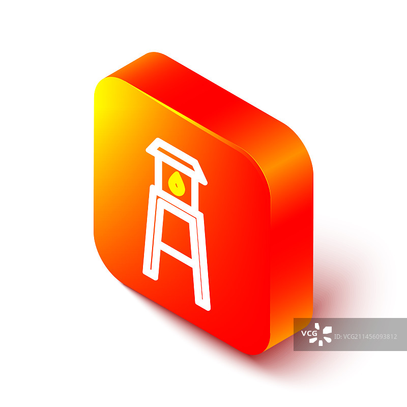 2.5D线条水塔图标，白色背景图片素材