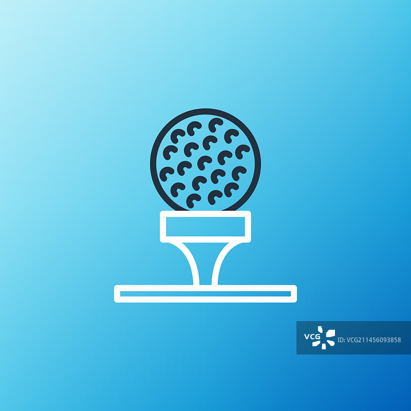 蓝色背景上球座高尔夫球线条图标图片素材