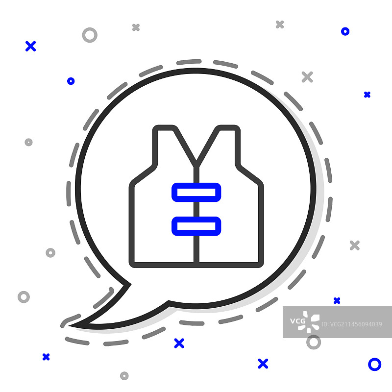 白色背景隔离的线条救生衣图标图片素材