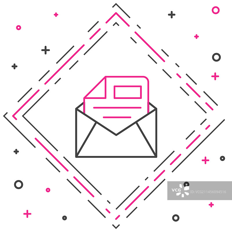 白色背景上的线条邮件和电子邮件图标图片素材