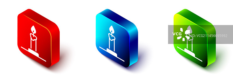 烛台上燃烧的2.5D蜡烛图标图片素材