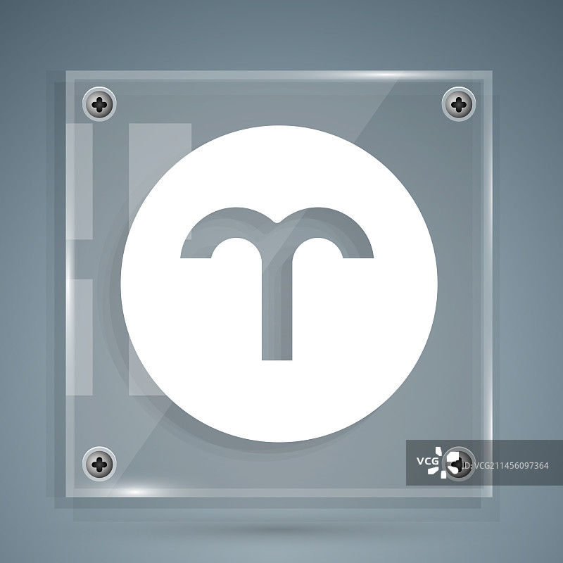 白色白羊座标志图标，灰色背景图片素材