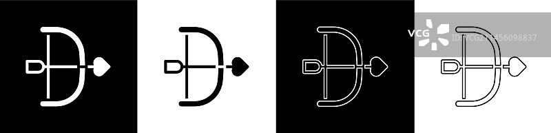 弓箭图标黑色背景组合图片素材