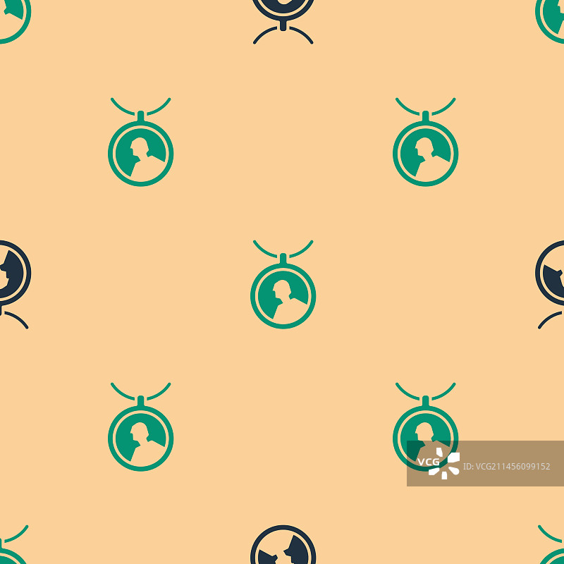 绿黑项链上的小盒坠图标，已隔离图片素材