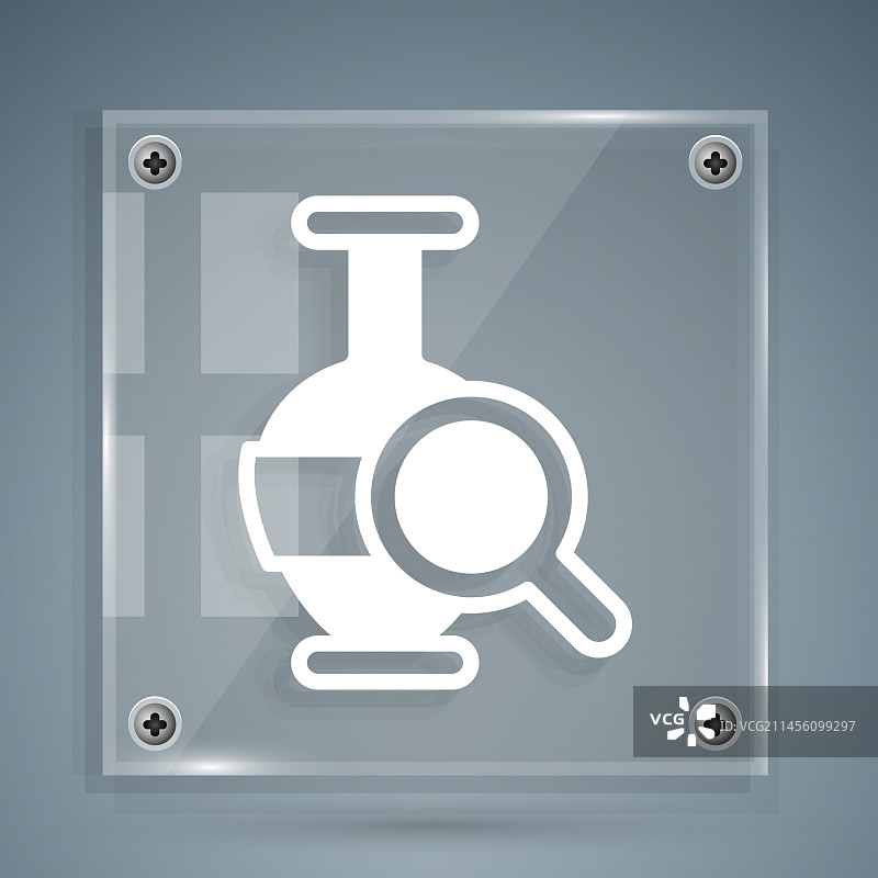 灰色背景上孤立的白色古代双耳瓶图标图片素材