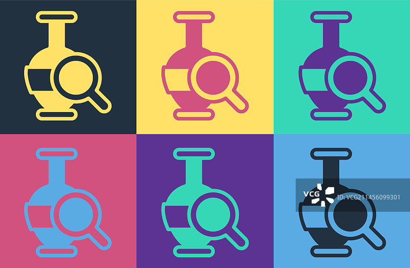 波普艺术风格的彩色双耳细颈瓶图片素材