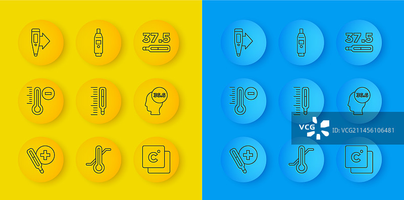 气象摄氏度医疗温度计线条图标图片素材