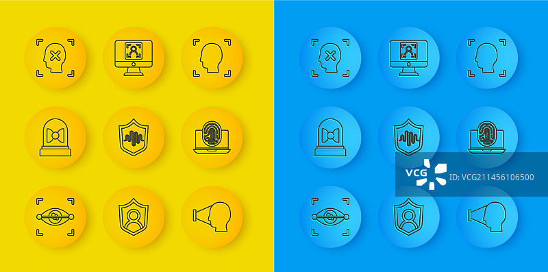 眼睛扫描、运动传感器、盾牌、语音组合图片素材