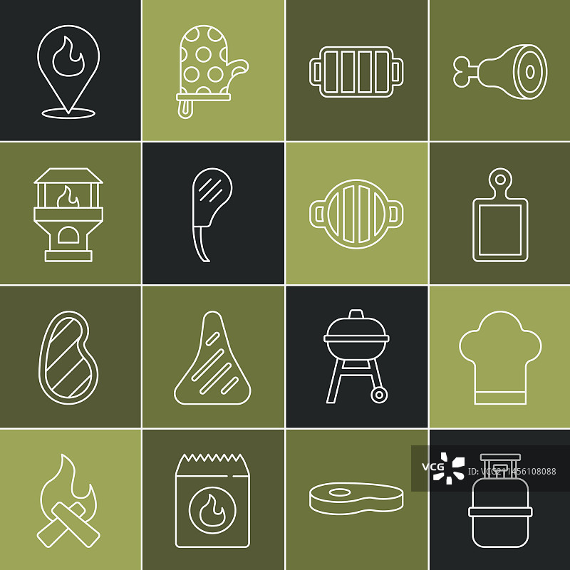 丙烷气罐、厨师帽和砧板图片素材