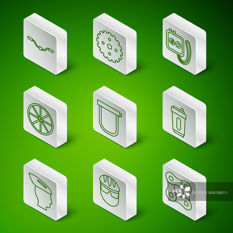 自行车链条头盔车把锁线条图片素材