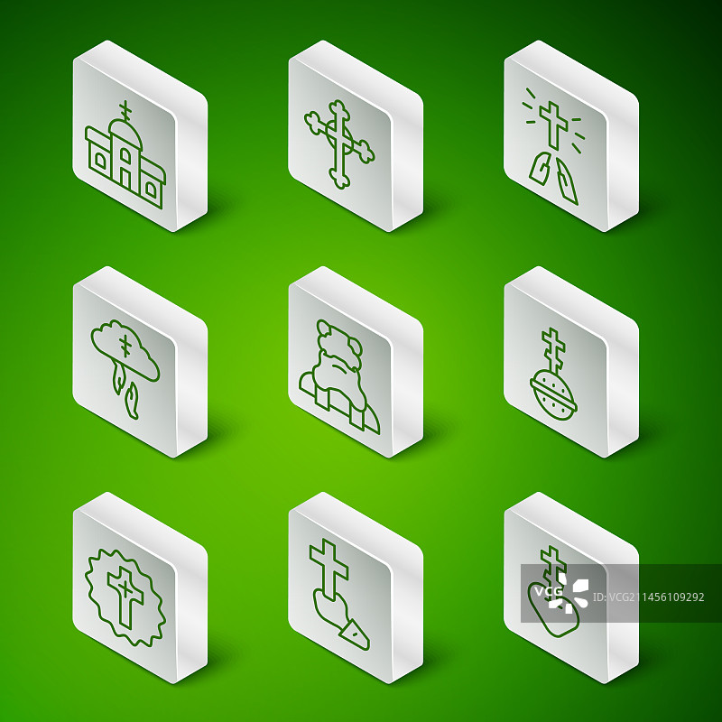 基督教心中十字架线条图标图片素材