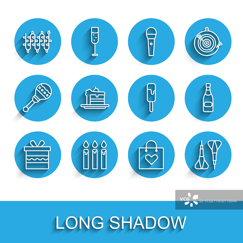 线条图案：礼盒、生日蛋糕、蜡烛、圣诞节图片素材