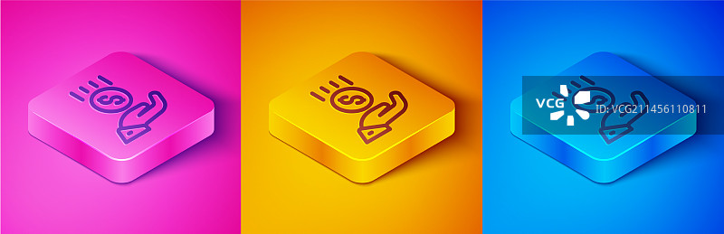 2.5D线条手持硬币-最低工资图标图片素材