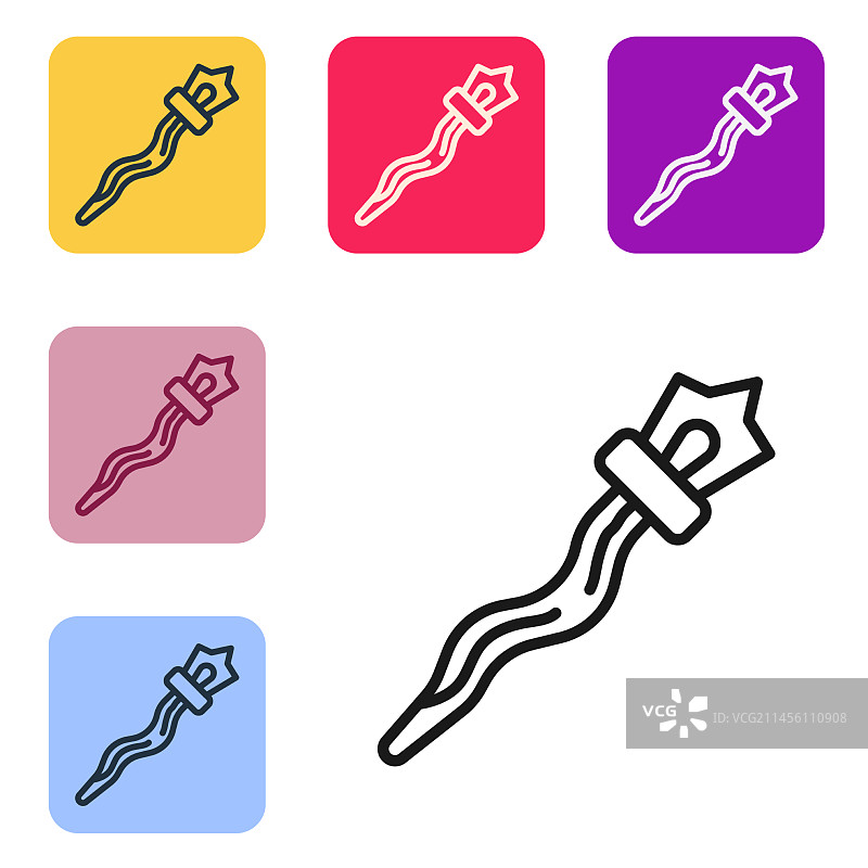 魔法杖黑色线条图标图片素材