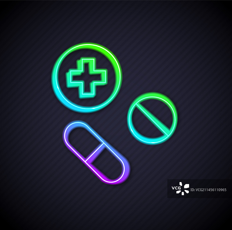发光的霓虹灯药丸或药片图标图片素材