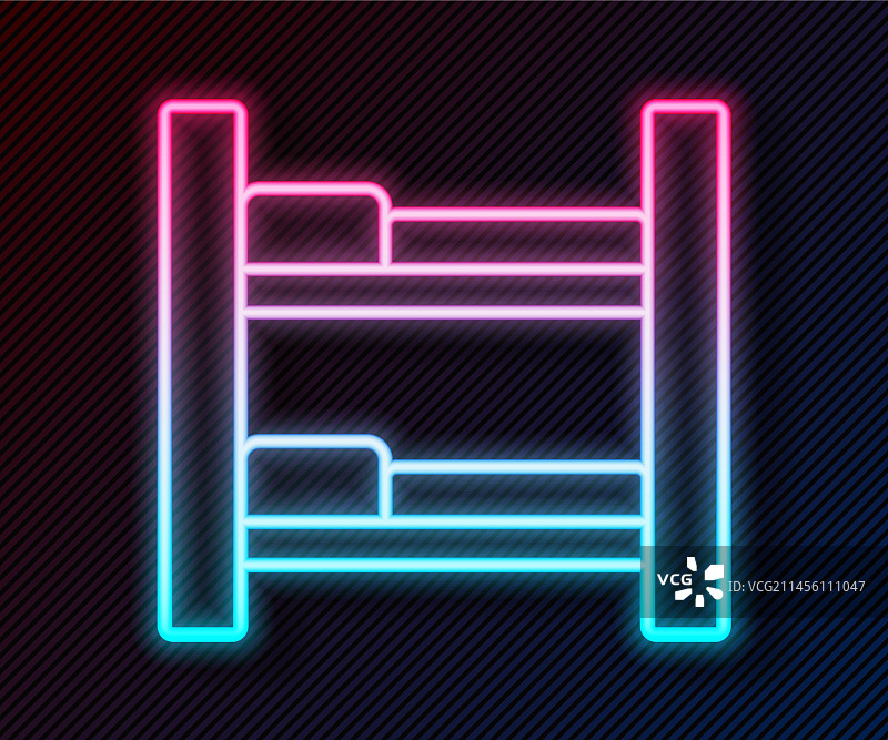 发光霓虹灯酒店房间床图标图片素材