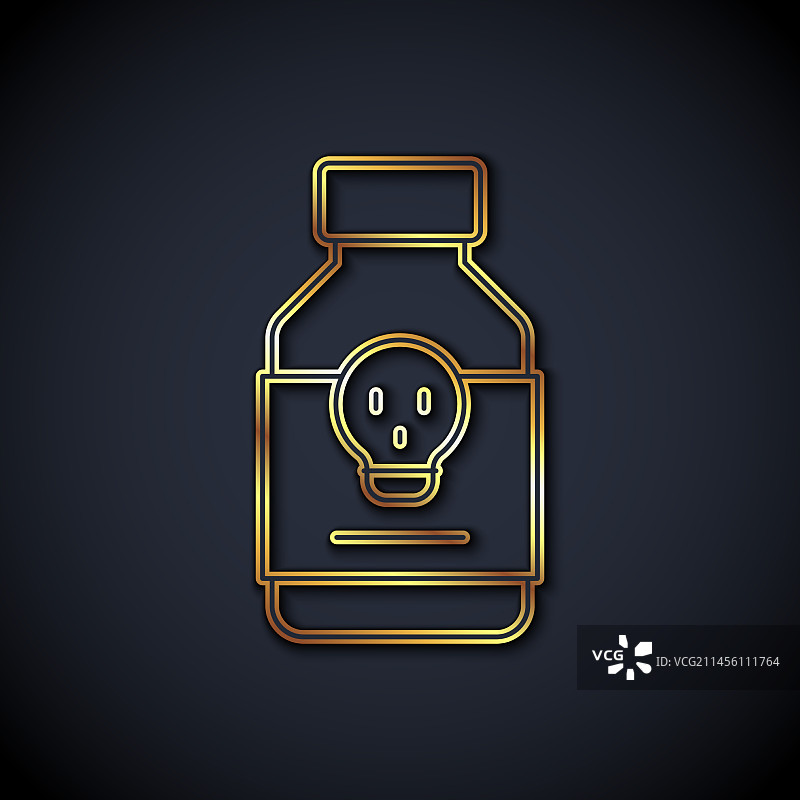 黑色背景上的金色毒丸图标图片素材