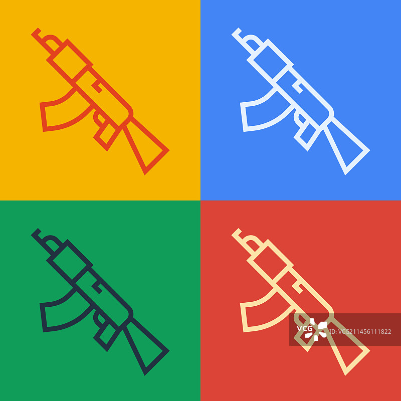 波普艺术风格的冲锋枪图标图片素材