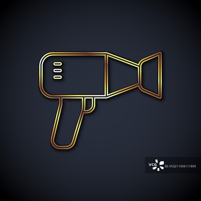 金色线条吹风机图标图片素材