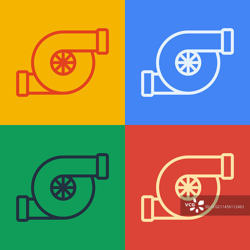 波普艺术线条汽车涡轮增压器图标图片素材