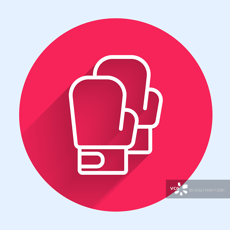 带有长阴影的白色拳击手套图标图片素材