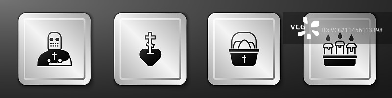 套装：骑士、十字军、宗教十字架在心中图片素材