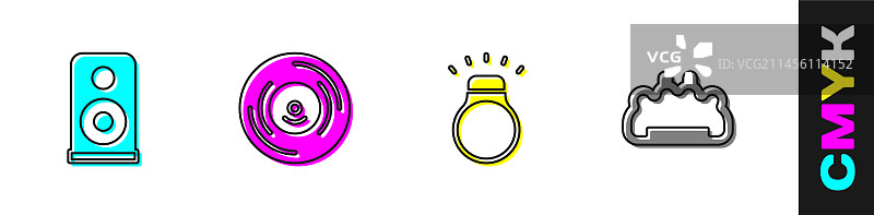 立体声扬声器黑胶唱片钻戒图片素材