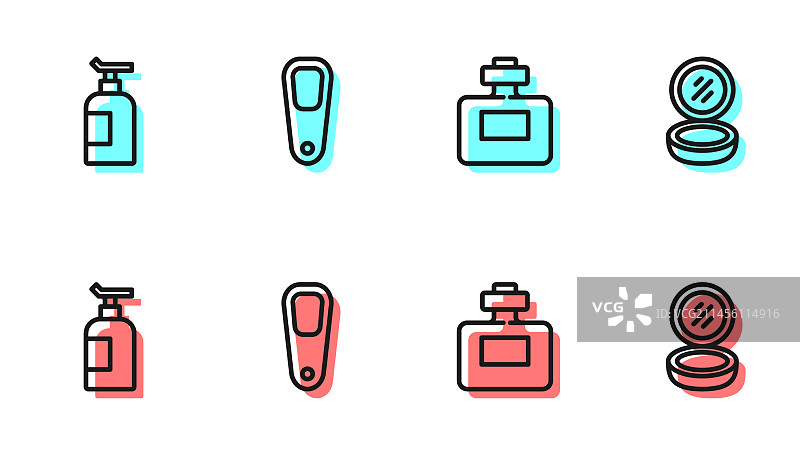 香水乳霜化妆品软管线条组合图片素材