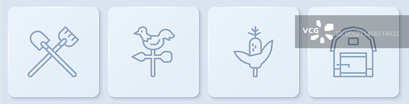 铁锹玉米公鸡风向标线条图标集图片素材