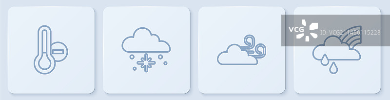气象温度计风力天气线条图标图片素材