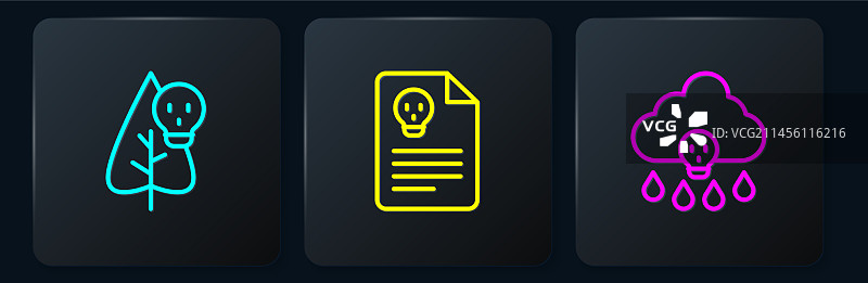 线条图案：毒药、花朵、酸雨和辐射图片素材