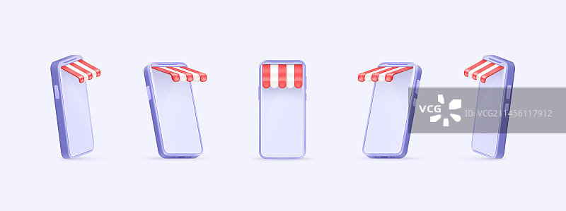 带有彩色夏季元素的3D手机遮阳篷图片素材