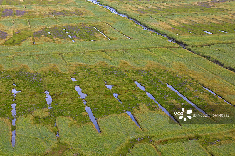 瓦登海国家公园盐沼航拍，德国图片素材