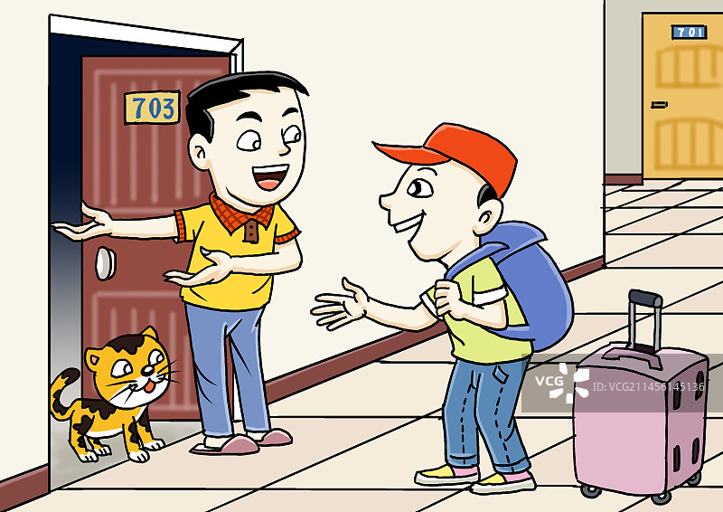 迎接朋友来家小住图片素材