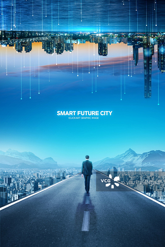 以未来城市为背景的商人编辑图像图片素材