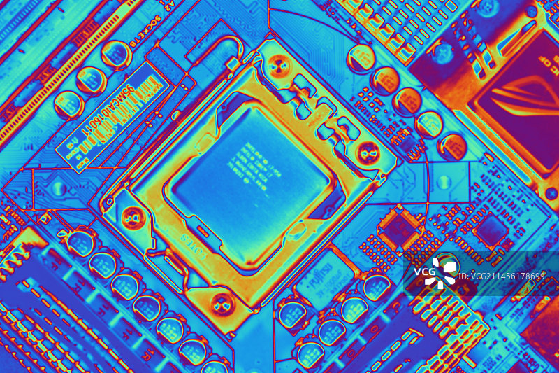 带有酷睿i7 CPU的电脑主板图片素材