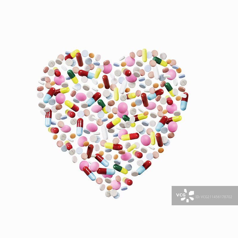 心形药丸和胶囊图片素材
