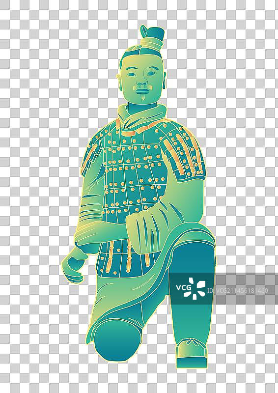 西安秦始皇兵马俑矢量插画元素图片素材