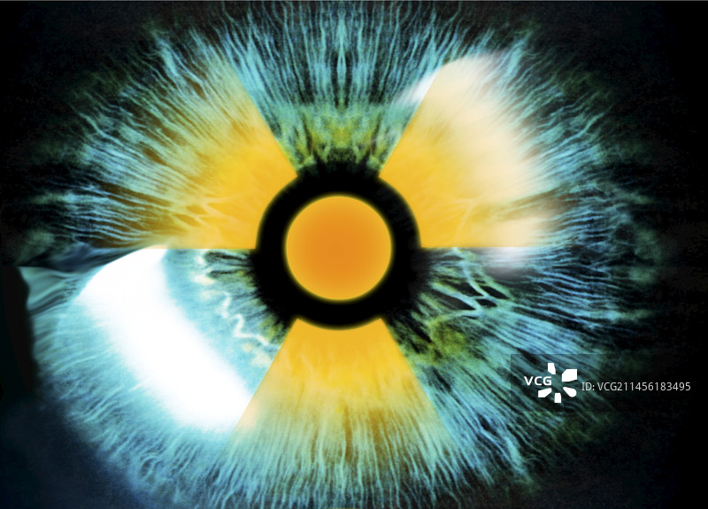 带有辐射警告标志的鸢尾花图片素材