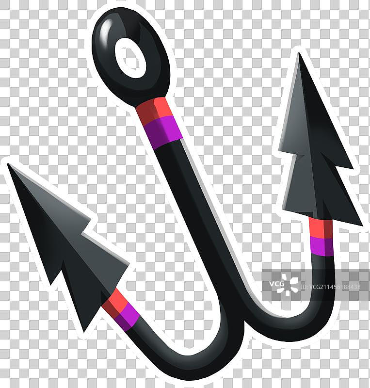 黑色双头鱼钩插画图标图片素材