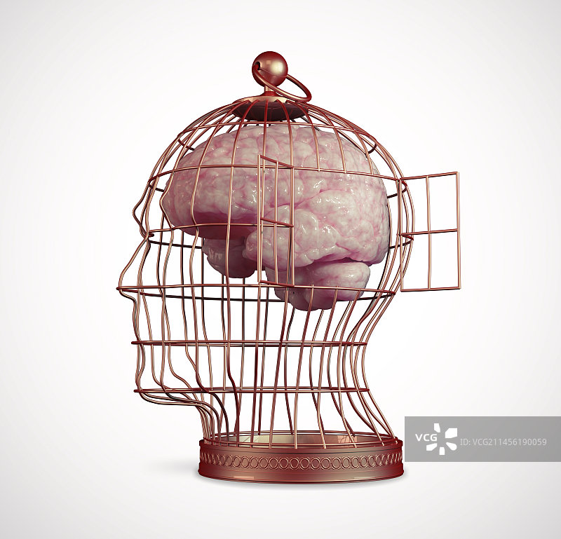 笼中大脑艺术作品图片素材
