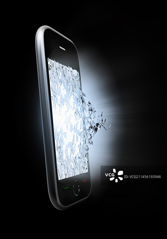 破碎的智能手机屏幕艺术作品图片素材