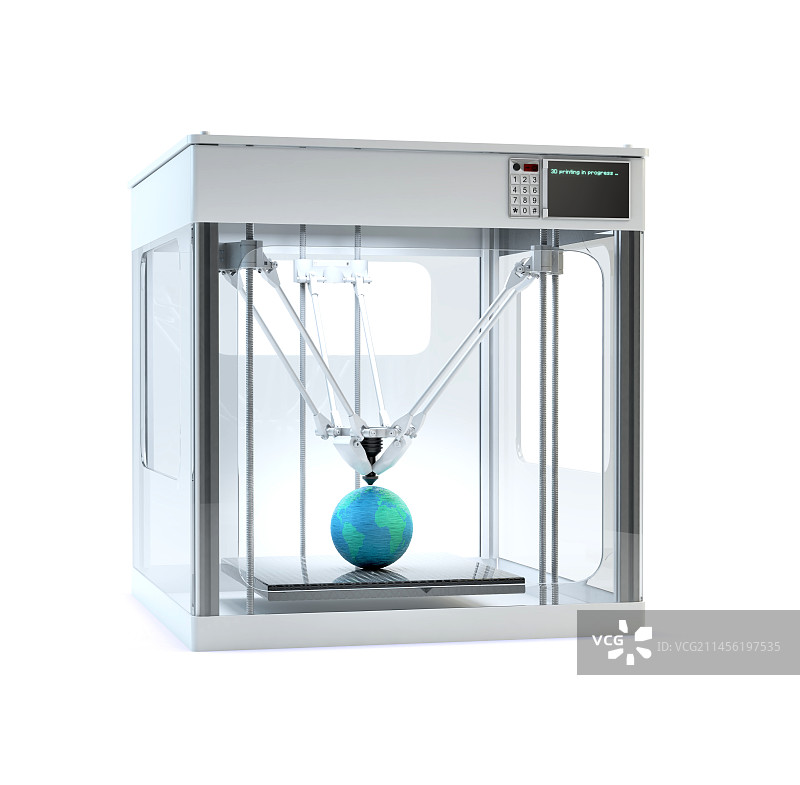 3D打印机打印地球仪，插图图片素材