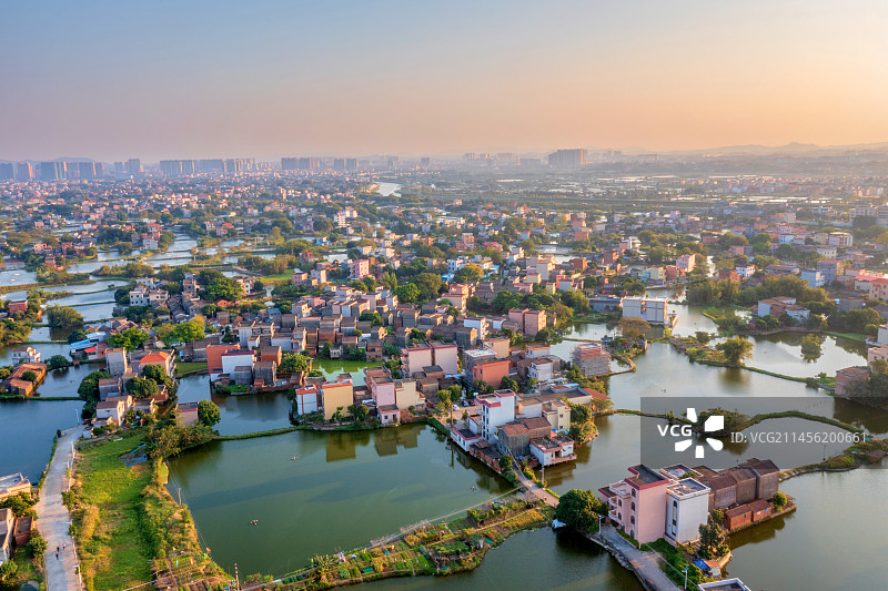 中国广东江门鹤山古劳水乡航拍风光图片素材