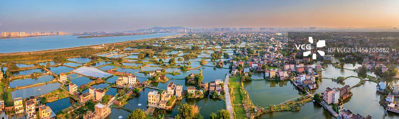 中国广东江门鹤山古劳水乡航拍风光图片素材